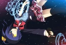 pistols guns school uniforms skirts weapons eyepatch blue hair heterochromia short hair thigh highs Art HD Wallpaper